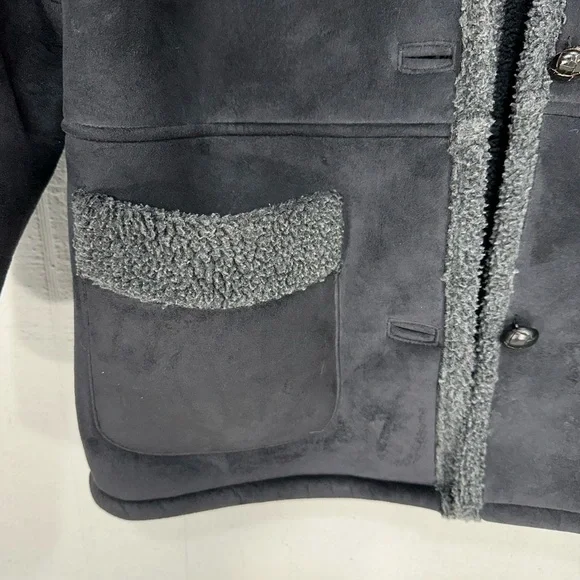 Lauren faux swede jacket winter coat black size S - Picture 2 of 13